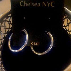 Silver clip hoops